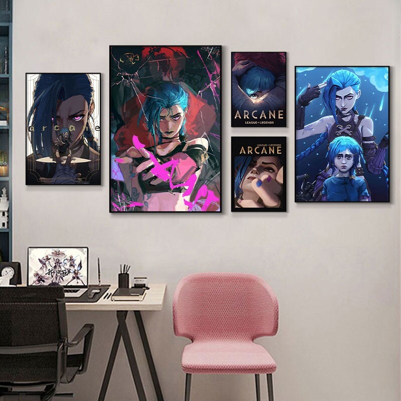 Esports Gaming Poster - Arcane Jinx Close-Up Poster Unframed Canvas