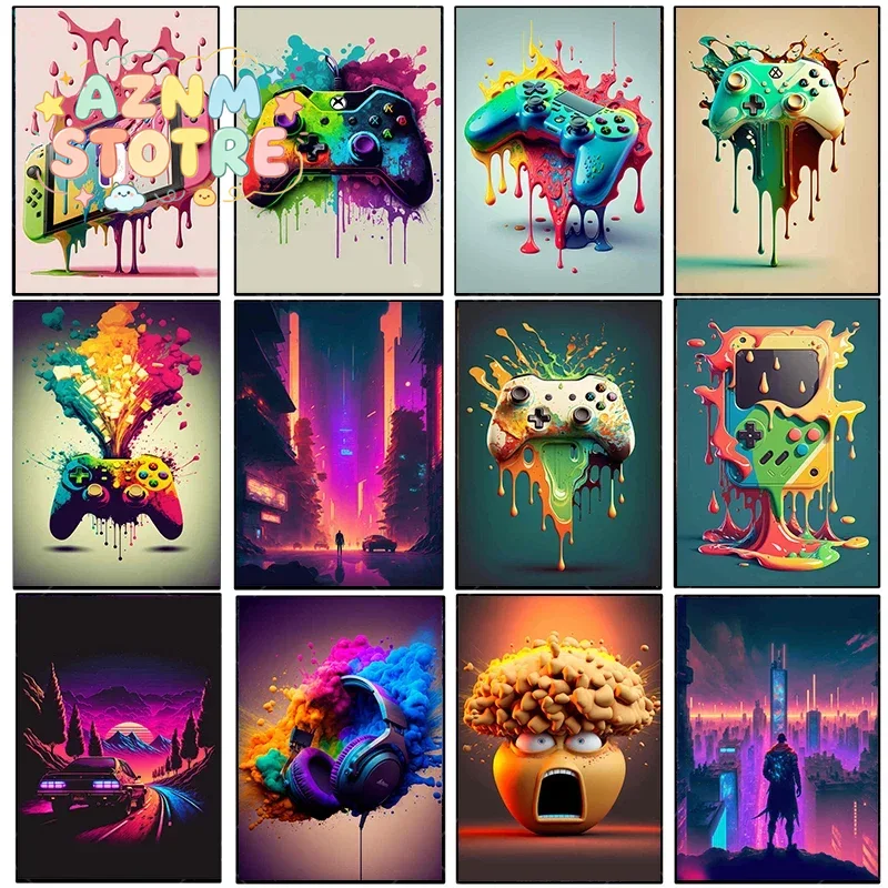 Vintage Canvas Painting Colorf - Esports Gaming Poster ulasan dan harga