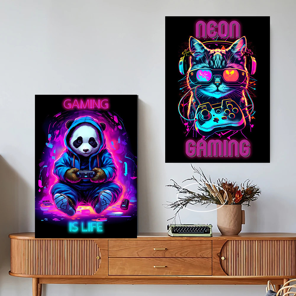 90s Colorful Neon Gamer Contro - Esports Gaming Poster ulasan dan harga