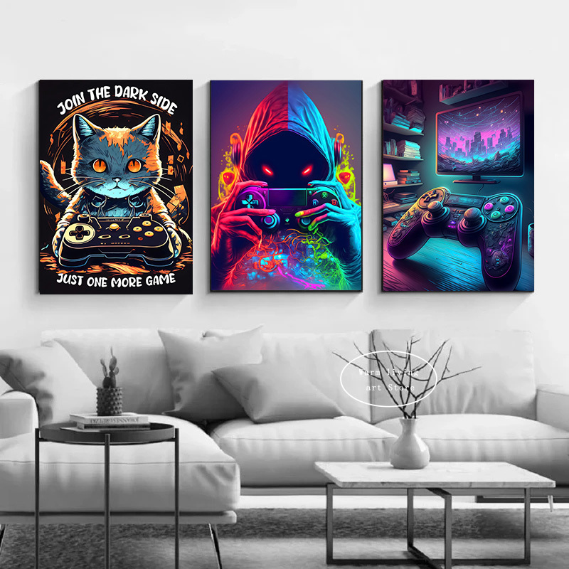 90s Colorful Neon Gamer Contro - Esports Gaming Poster ulasan dan harga