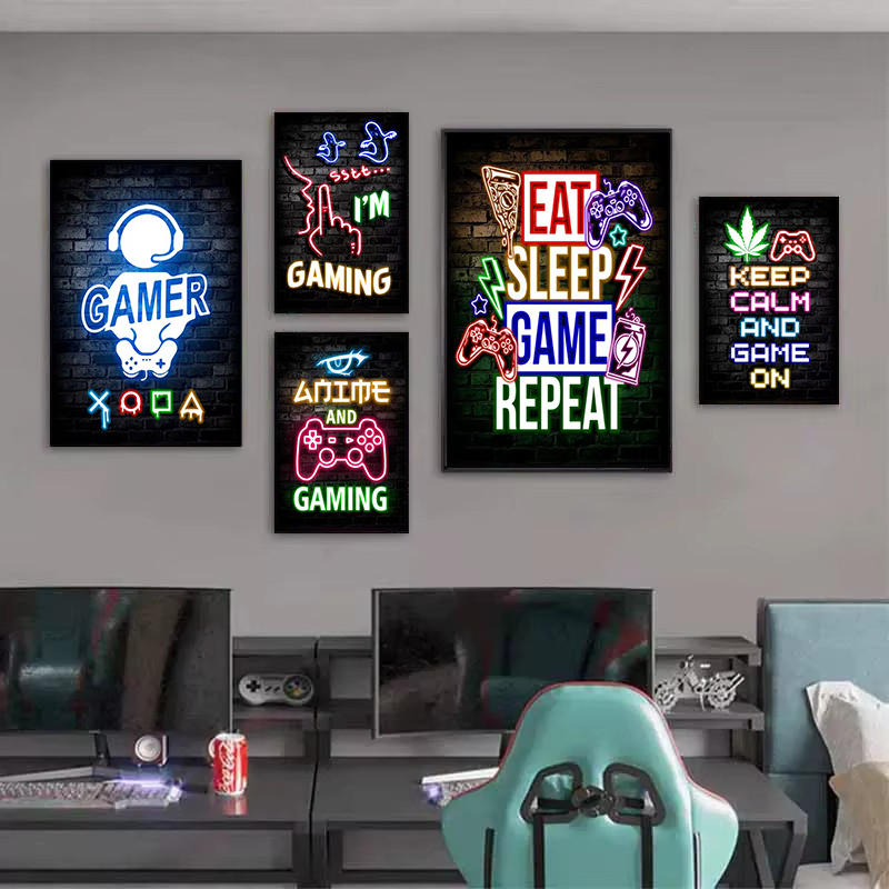 1pc frameless Gaming Neon Eat  - Esports Gaming Poster ulasan dan harga