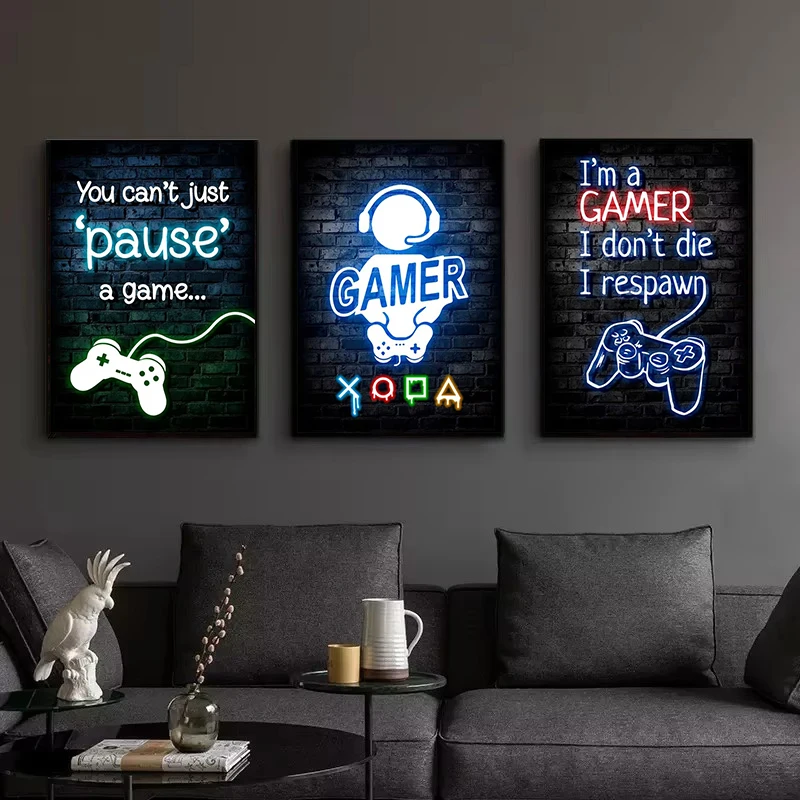 1pc frameless Gaming Neon Eat  - Esports Gaming Poster ulasan dan harga