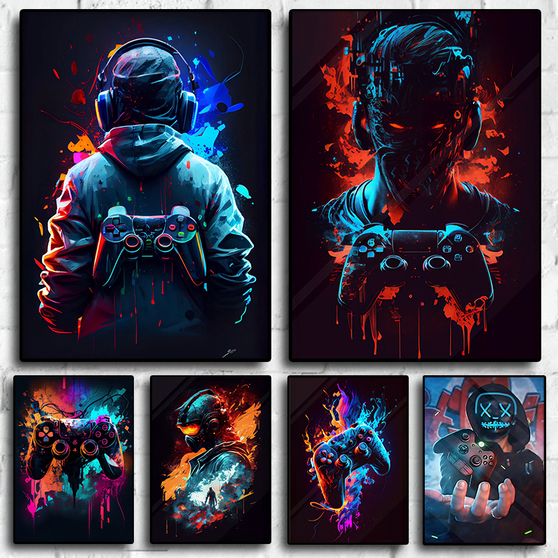 80s Colorful Punk Neon Gamer C - Esports Gaming Poster ulasan dan harga