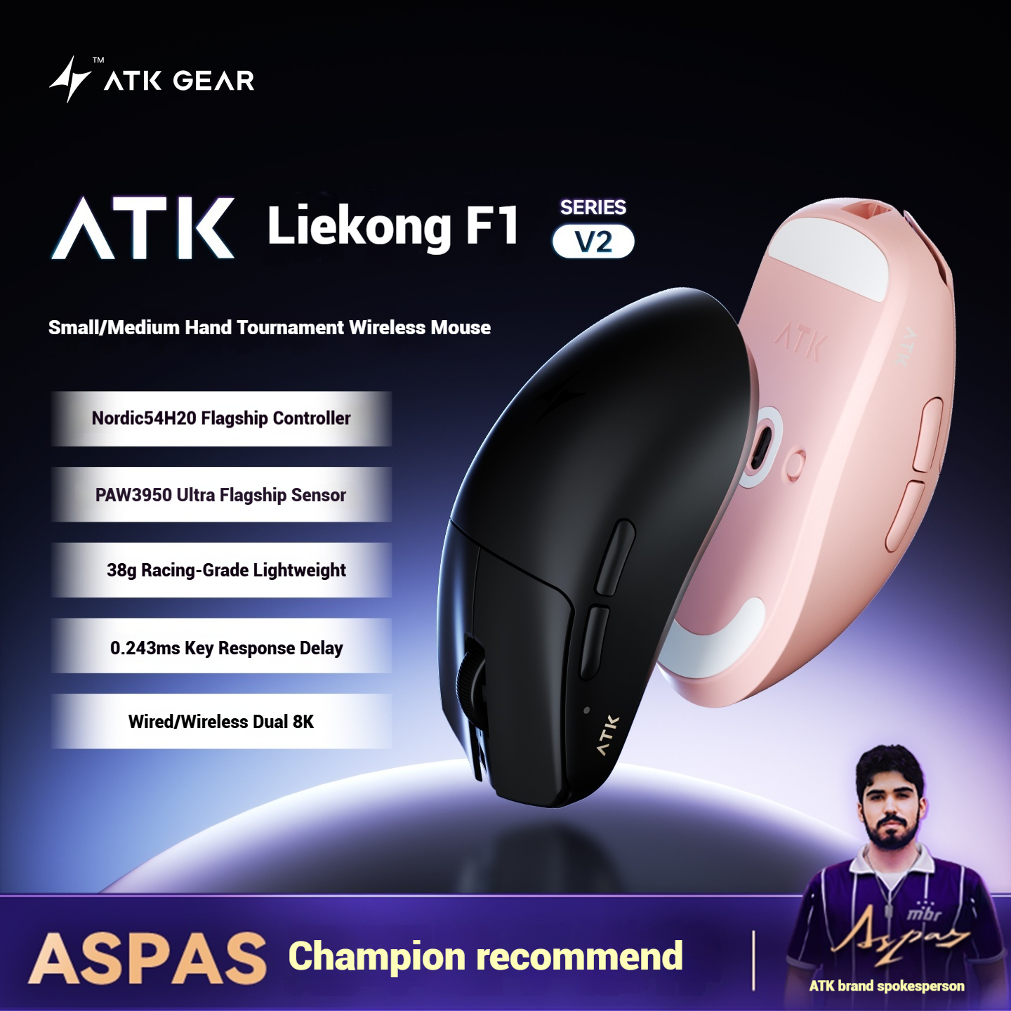 ATK Blazing Sky F1 V2 Ultimate - Esports Gaming Mice ulasan dan harga